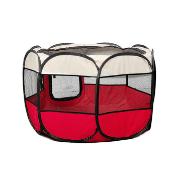 PaWz Pet Soft Playpen Dog Cat Puppy Play Round Crate Cage Tent Portable L Red PaWz